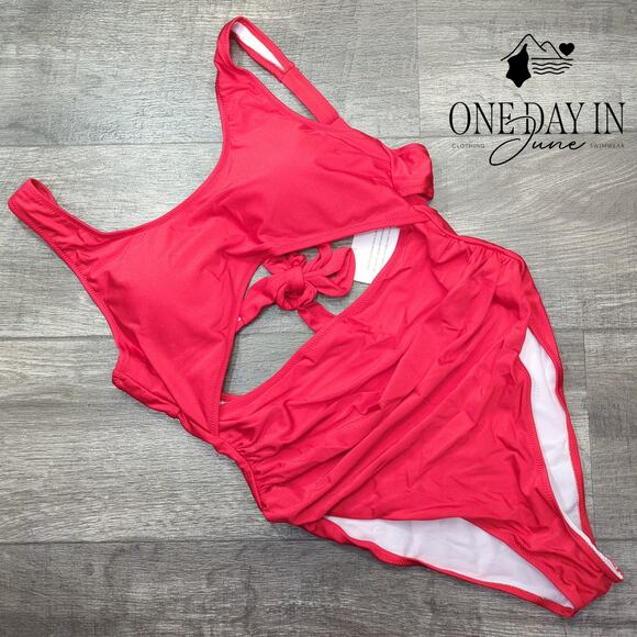 Vimpunec Cut Out Tie Back One Piece Swimsuit Size L - Picture 3 of 7